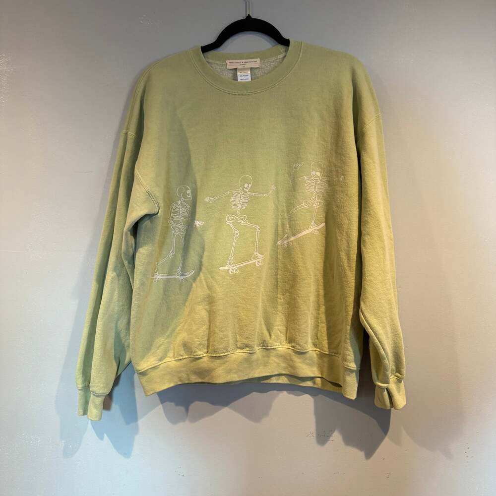Project Social T Urban Outfitters Skeleton Skateboard Graphic Sweatshirt Green